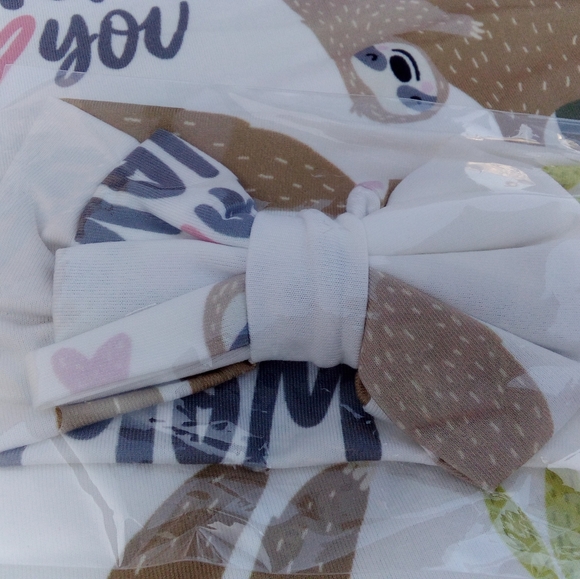 🦥SWADDLE RECEIVING BLANKET MATCHING HEAD BOW INFANT BABY NEWBORN NEW - Picture 3 of 4